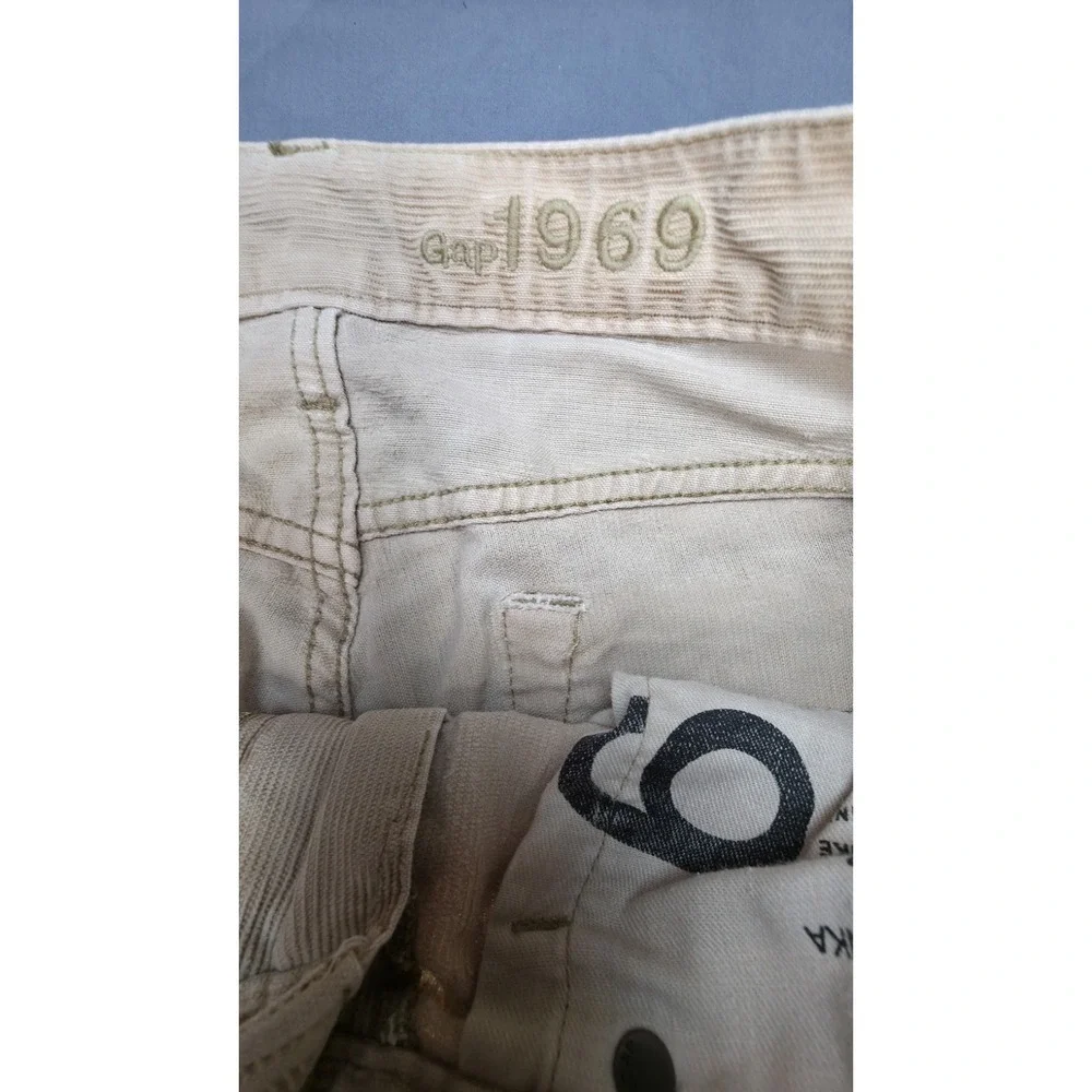 GAP 1969 Jeans Mens 31x 30 Tan Beige Pants Straight Fit Straight Faded Denim